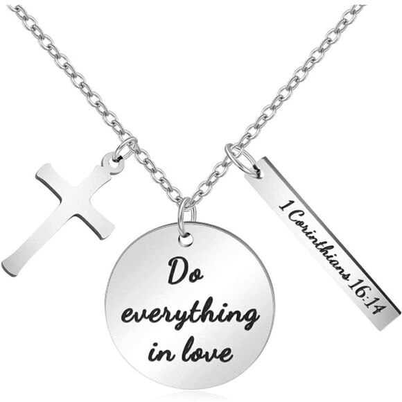 Cross Prayer Faith Bible Verse Religious Necklace - Picture 4 of 4